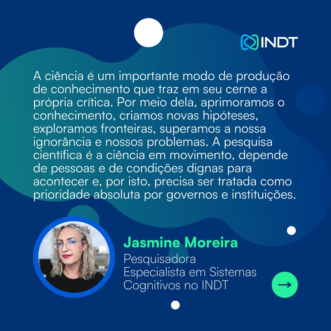 indt_instituto's tweet photo. ⚛️ No dia 8 de julho comemoramos o Dia Nacional da Ciência e do Pesquisador Científico. Mais que um momento de valorização, a data simboliza a importância da área científica nacional e estimula o trabalho de quem abre espaço para novas descobertas diariamente. https://t.co/0Z8vSXmwQW