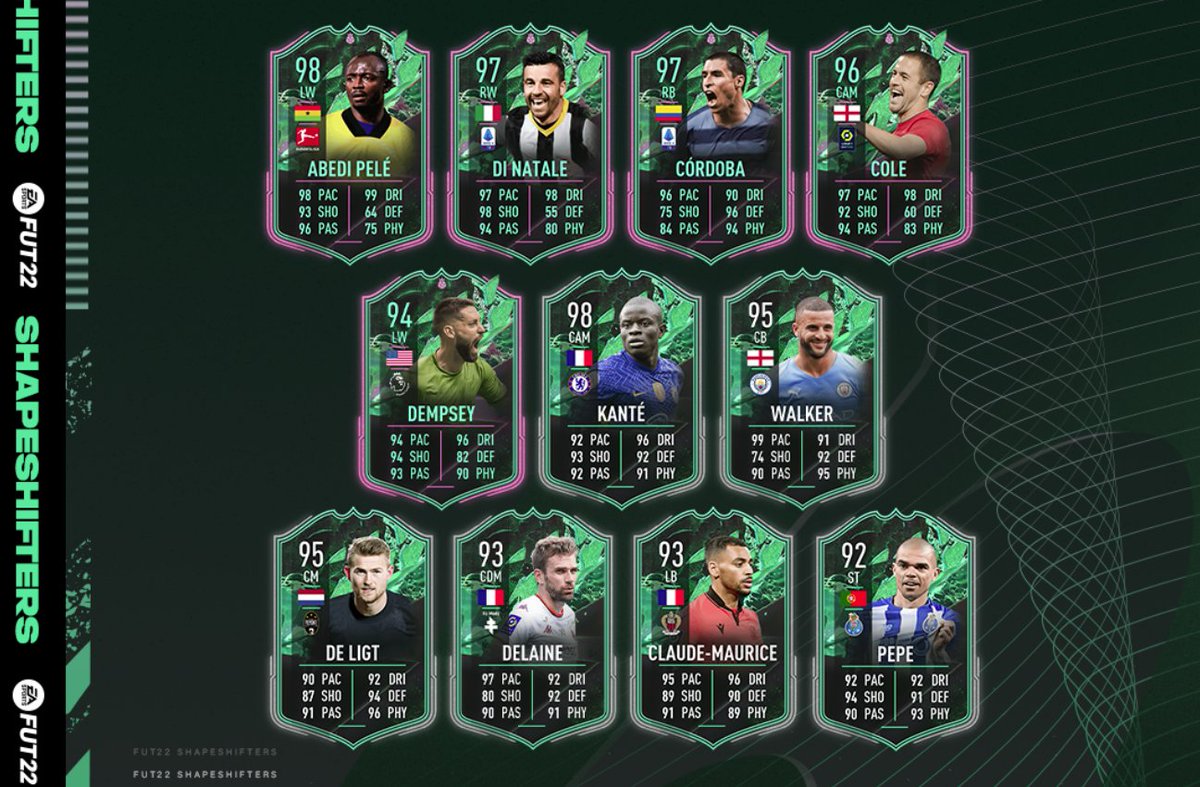 That Di Natale & Pele! 🔥 Also PL Dempsey and De Ligt looking sneaky good Full squad 👇 🔗 futhead.com/22/totw/shapes…