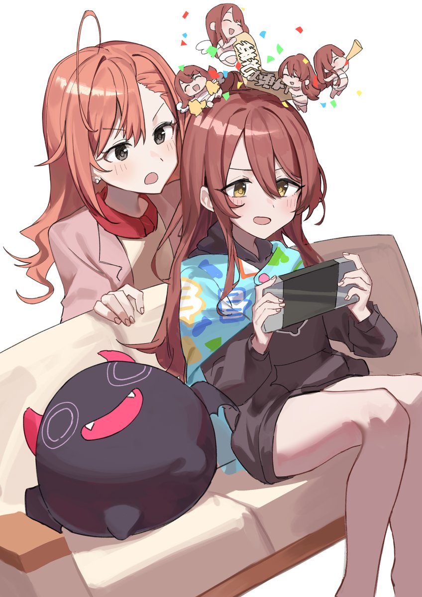arisugawa natsuha ,osaki tenka multiple girls couch nintendo switch siblings long hair sitting sisters  illustration images