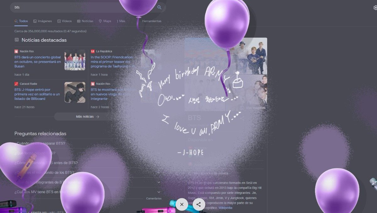 ARMYBogotaCol's tweet photo. ¿Esto? La vaina más bonita que veremos hoy si buscamos BTS en Google

#HBD_TO_ARMY @BTS_twt https://t.co/40eQ2jk8fD