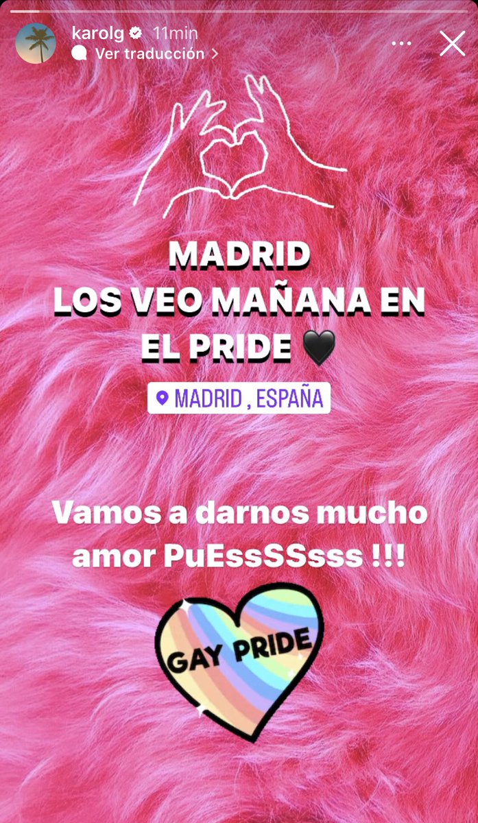KarolGSite's tweet photo. Karol G estará mañana en la marcha de #ElPride en Madrid, España. https://t.co/6JWsYm9Iyx