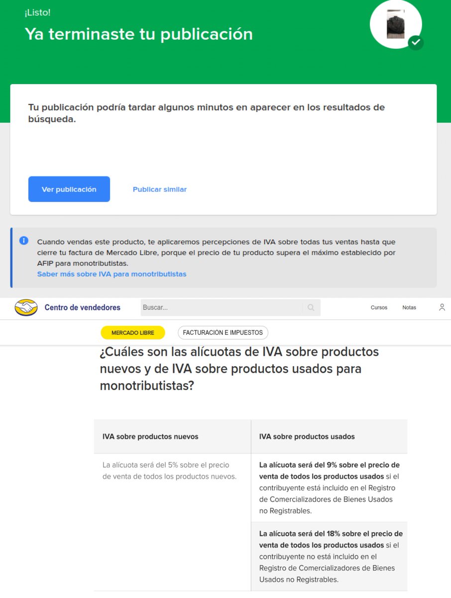 Marcelo (@marcelomaito) on Twitter photo Quiero vender una campera de moto usada. <a href="/Mercadolibre/">Mercado Libre</a> me advierte que me van a aplicar percepciones de IVA por resolución de la AFIP, 18% por un producto usado, osea paga impuestos dos veces. Estamos condenados! <a href="/JMilei/">Javier Milei</a> <a href="/CarlosMaslaton/">Carlos Maslatón</a> <a href="/GiacoDiego/">Diego Giacomini</a> <a href="/rlopezmurphy/">Ricardo López Murphy</a> <a href="/SergioChouza/">Sergio Chouza</a> Quiero vender una campera de moto usada. <a href="/Mercadolibre/">Mercado Libre</a> me advierte que me van a aplicar percepciones de IVA por resolución de la AFIP, 18% por un producto usado, osea paga impuestos dos veces. Estamos condenados! <a href="/JMilei/">Javier Milei</a> <a href="/CarlosMaslaton/">Carlos Maslatón</a> <a href="/GiacoDiego/">Diego Giacomini</a> <a href="/rlopezmurphy/">Ricardo López Murphy</a> <a href="/SergioChouza/">Sergio Chouza</a>