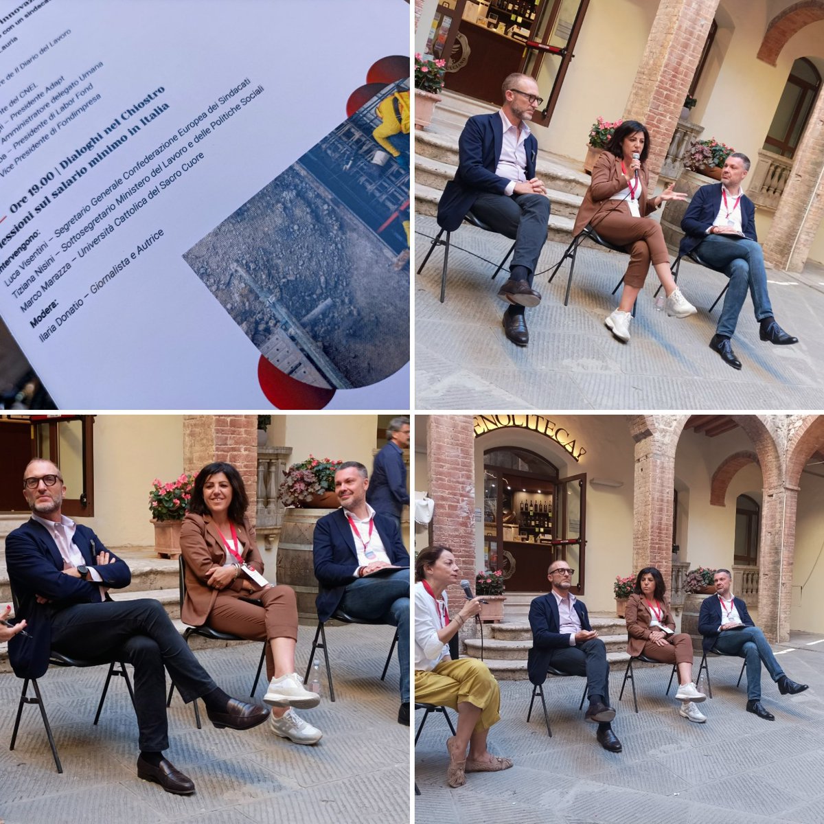 TizianaNisini's tweet photo. 🎬 In corso RIFLESSIONI sul #SALARIOMINIMO in #ITALIA
'Dialoghi nel Chiostro' 👈
#lucisullavoro #nosalariominimo
#lavoro #occupazione
#LSL22
@iladonatio https://t.co/sSQoeVB5C9