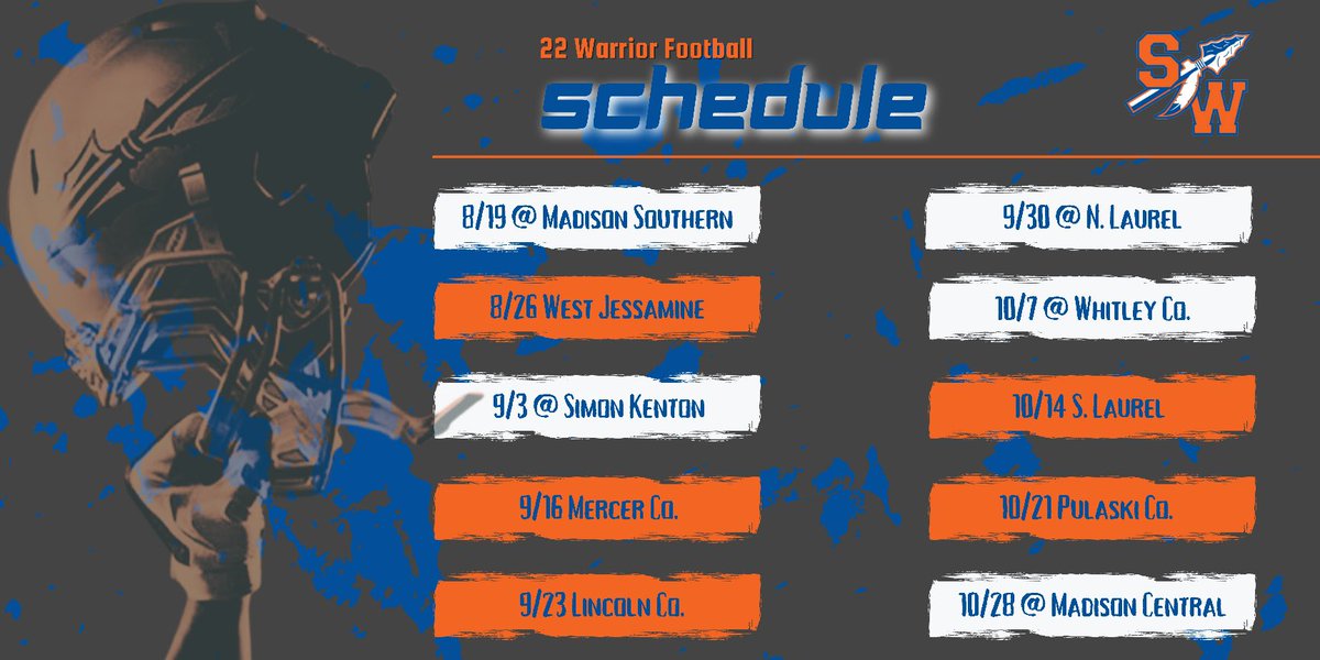 🔸🔷 2022 SOUTHWESTERN WARRIOR VARSITY FOOTBALL SCHEDULE 🔷🔸