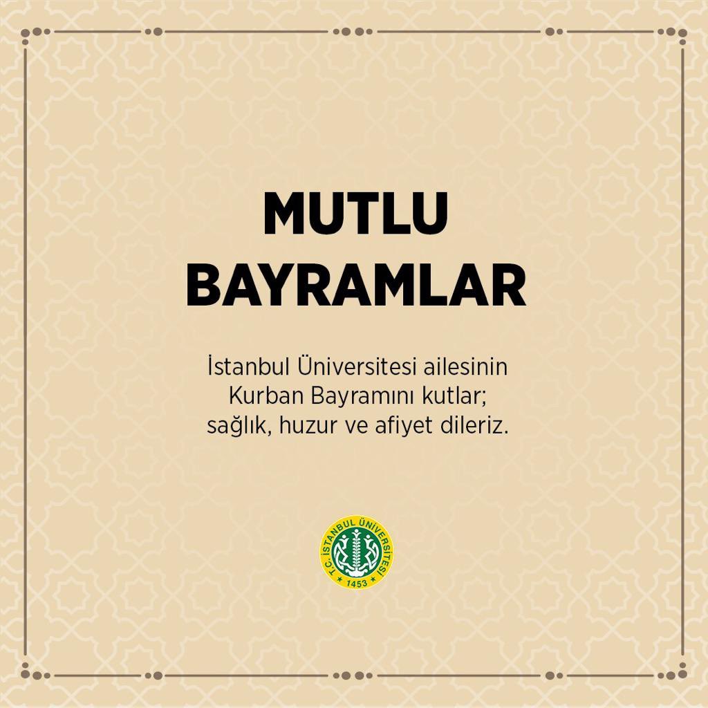 Tüm insanlığa sağlık, huzur ve mutluluk getirmesi dileğiyle Kurban Bayramınız kutlu olsun.

#İyiBayramlar
