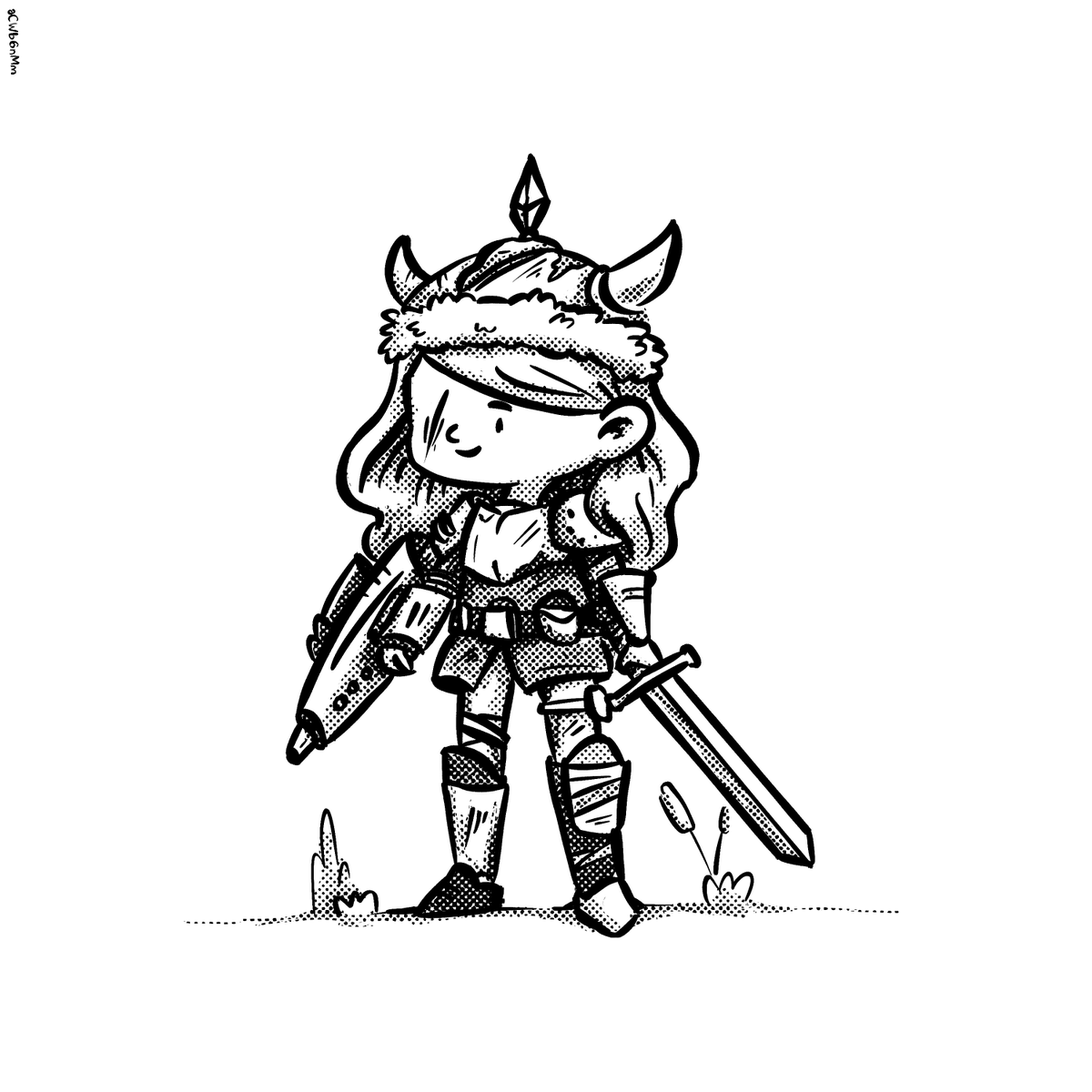 humankindArt's tweet photo. @pablostanley this character is Ankka the Hunter, which was born during an art livestream 🖤 https://t.co/mBqUKZLjW0