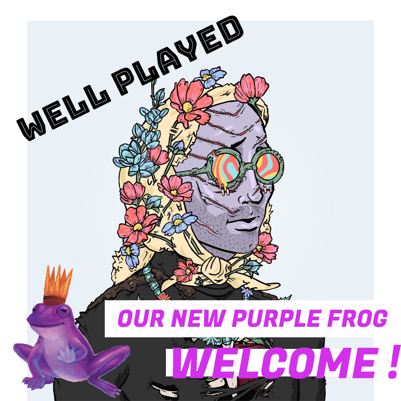 PMUDAO's tweet photo. Une nouvelle page se tourne.
Après une élection interne @GreazeNFT a été nommé PURPLE FROG (Président) de la PMU DAO et n'a donc pas été banni.
Sa première résolution a été de rendre la PMU DAO publique : https://t.co/bw4k04W8hC
Bravo et merci ! #thediggers https://t.co/eHo9bM8I1W