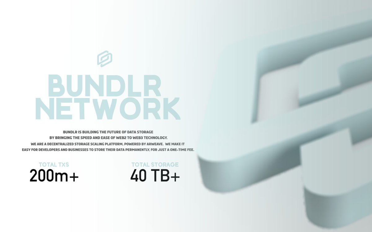 What is Bundlr Network
Bundlr is building the future of data storage by bringing the speed and ease of web2 to web3 technology.

<a href="/BundlrNetwork/">Bundlr is now Irys 👁️</a> 

#Bundlr #BundlrNetwork #Web3