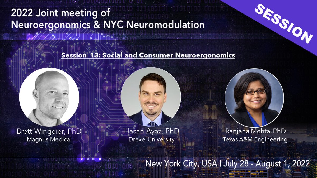 NEUROMODEC (@neuromodec) on Twitter photo Session 13 #2022NNN: Social and Consumer Neuroergonomics. Join Dr. Brett Wingeier <a href="/wingeier/">Brett Wingeier</a>, Dr. Hasan Ayaz <a href="/hasanayaz/">Hasan Ayaz</a>, and Dr. Ranjana Mehta @ranjanamehta in the discussion of #neuromodulation to broader applications outside the medical field! Link: bit.ly/3D6P63J Session 13 #2022NNN: Social and Consumer Neuroergonomics. Join Dr. Brett Wingeier <a href="/wingeier/">Brett Wingeier</a>, Dr. Hasan Ayaz <a href="/hasanayaz/">Hasan Ayaz</a>, and Dr. Ranjana Mehta @ranjanamehta in the discussion of #neuromodulation to broader applications outside the medical field! Link: bit.ly/3D6P63J