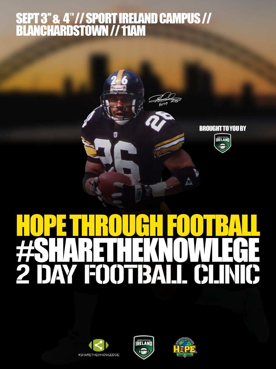 AidanMaguireAFI's tweet photo. On behalf of @a_f_ireland, we are super excited to host the 2 day football clinic with @RodWoodson26 @STKnowledgeUK @ @riqayub 

More info to come over the coming days in relation to it.

@steelers @IreNFL @Jeff_Reinebold @NFL @UnderCentrePod @IFAFMedia @cfbireland https://t.co/fPs6XlYFu1