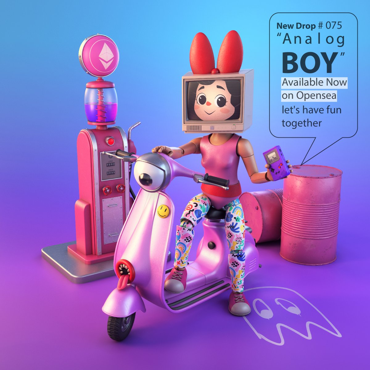 New Drop!! "Analog Boy" #075
on <a href="/opensea/">OpenSea</a>📺🛵🛵🛵
Let's have fun together.

opensea.io/collection/ana…

#NFT #NFTS #NFTCommunity #NFTdrop #nftart #OpenSeaNTF #NFTartists #NFTcollection #NFTJPN