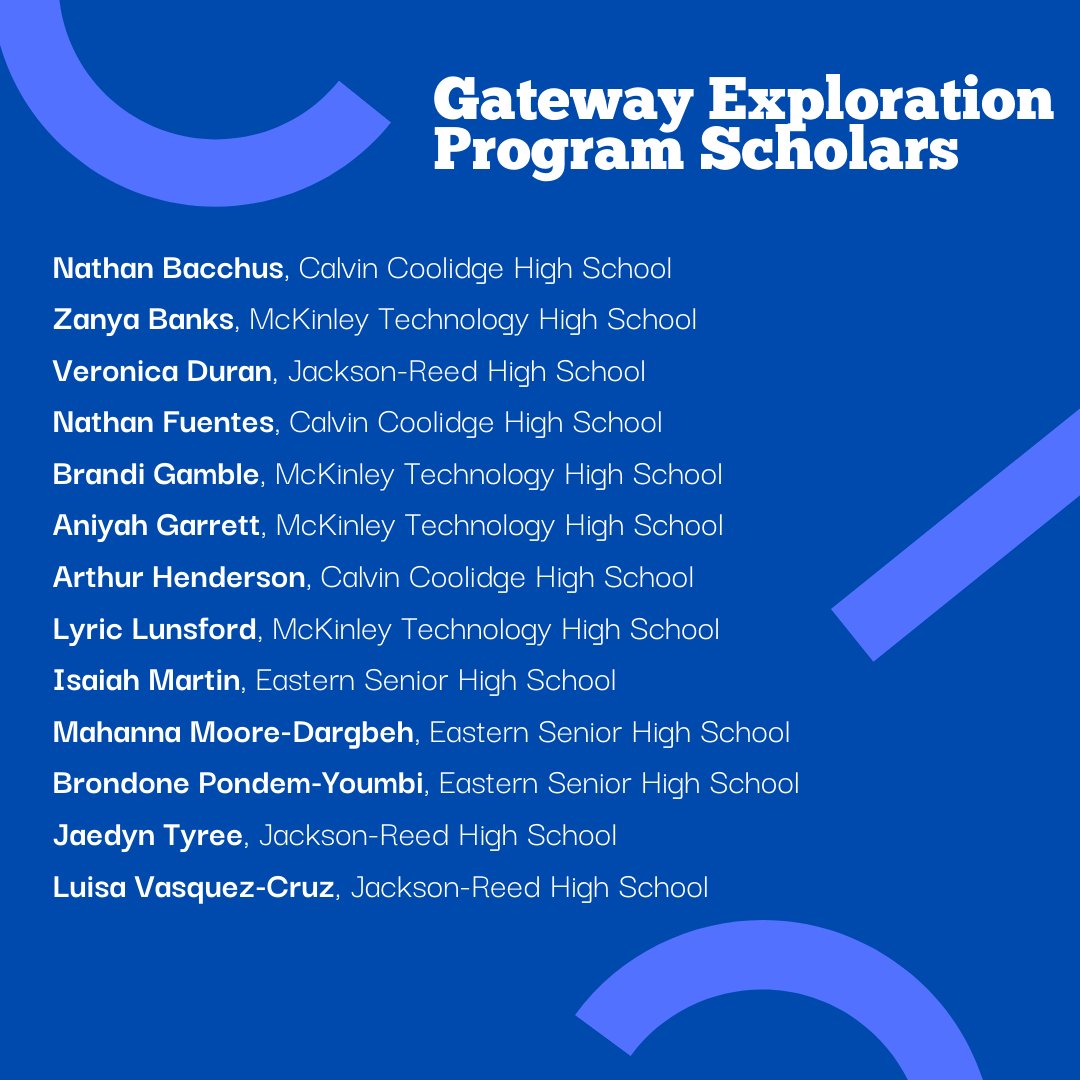 We are excited to welcome our newest GEP Scholars! This year, we are welcoming our seventh cohort of 13 Gateway Exploration Program (GEP) Scholars from local DC Public Schools (DCPS). Stay tuned for updates! #GEP2022