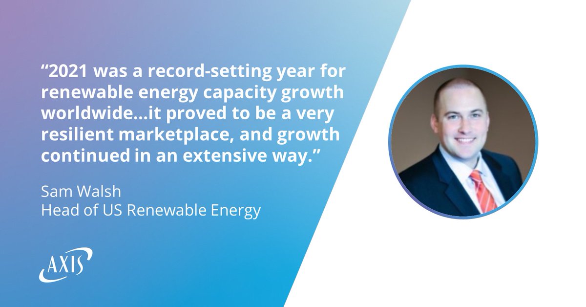 AXIS_Capital's tweet photo. Recently, #AXISInsurance Head of US Renewable Energy Sam Walsh spoke to @InsuranceBizUS about the growing sector. Sam discussed the uptick of solar energy and the effects of increased transit and shipping costs. Read more here: https://t.co/EeHNw3rhiM #renewables https://t.co/9Ktx6V01td