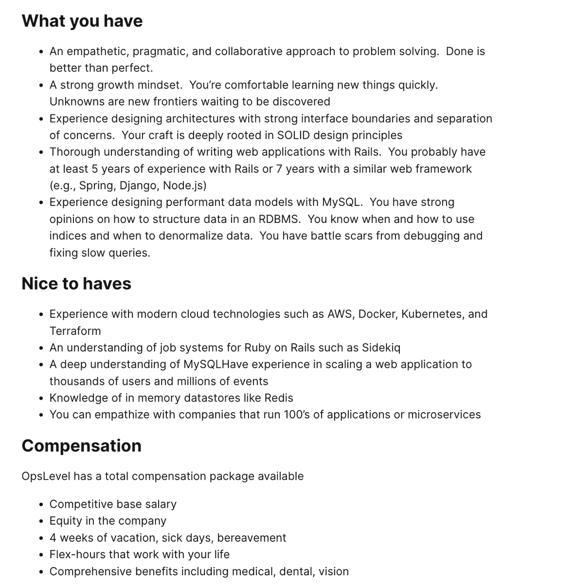 GergelyOrosz's tweet photo. Featured job: Senior Developer at @OpsLevelHQ.

$122-195K + equity. Remote (US, Canada).

"Orgs depend on OpsLevel to help discover, operate, and maintain hundreds of microservices easily and efficiently... and more."

Details &amp; apply: https://t.co/NmY0CLzbfJ https://t.co/pdESGM7KL9