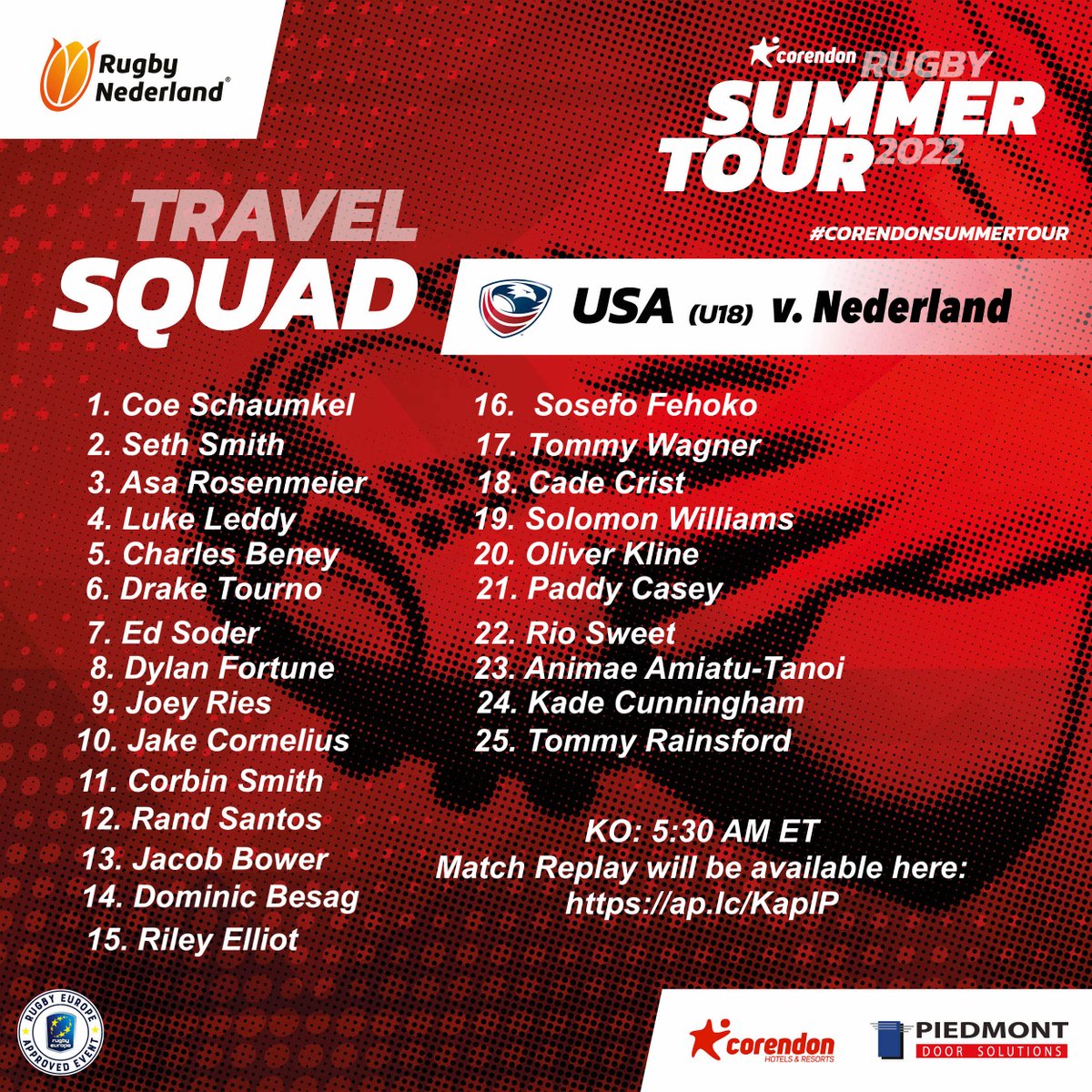 USARJNT's tweet photo. Corendon Summer Tour kicks off tomorrow with all 3 Men's Junior National Teams in action.  Live stream (U23) and match replays (U18/20) available here: https://t.co/PMD3bBkqW7 https://t.co/NYjJYrovxN