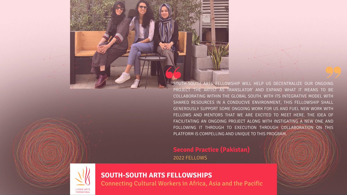 Meet our 2022 Fellows: second practice, a collaborative research practice formed by Fatima Hussain, Ayesha Kamal Khan &amp; Abeerah Zahid from Pakistan. 
Read more about Fatima, Ayesha and Abeerah and our other Fellows at: connectingsouth.org/2022/06/27/mee…