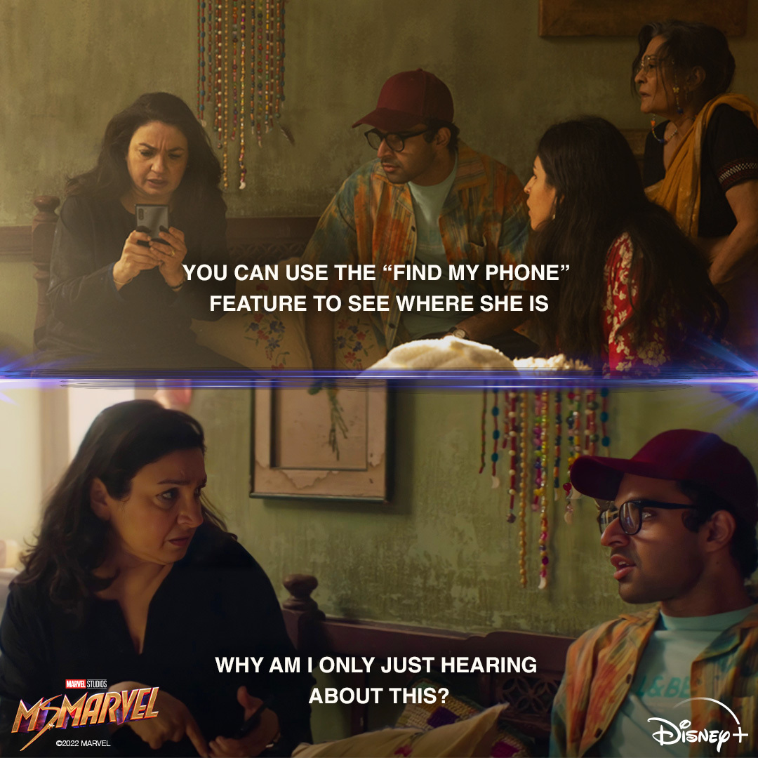 msmarvel's tweet photo. "Like spyware for parents?" 🤣

Episode Five of Marvel Studios' #MsMarvel is now streaming on @DisneyPlus. https://t.co/99tSdBJk3E