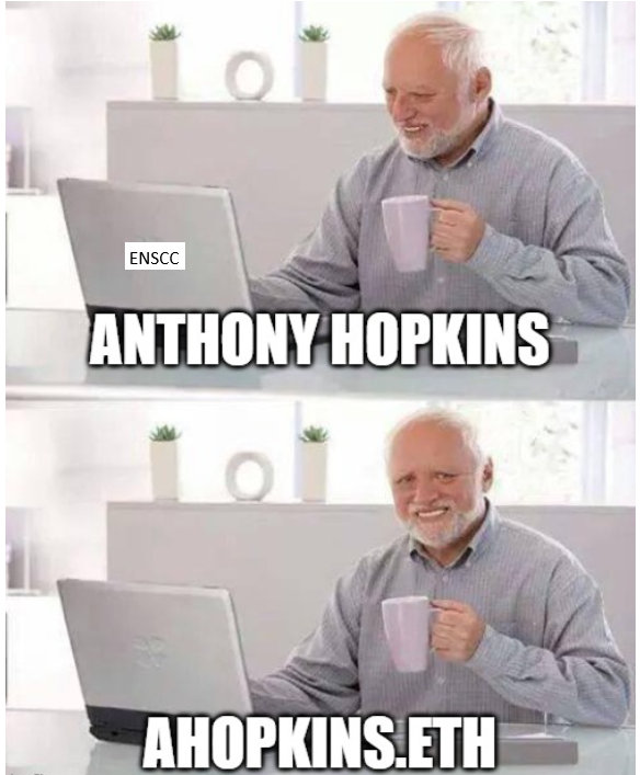 Just because we're very busy working on our SECRET project does not mean the Memes have to stop! 

Next on the meme chain!

Well we gotta respect our elders, and here's a cool one in our $ENS fam, probably the eldest! Respect Ser, @AnthonyHopkins! 
#ens #ensdomains #enscc