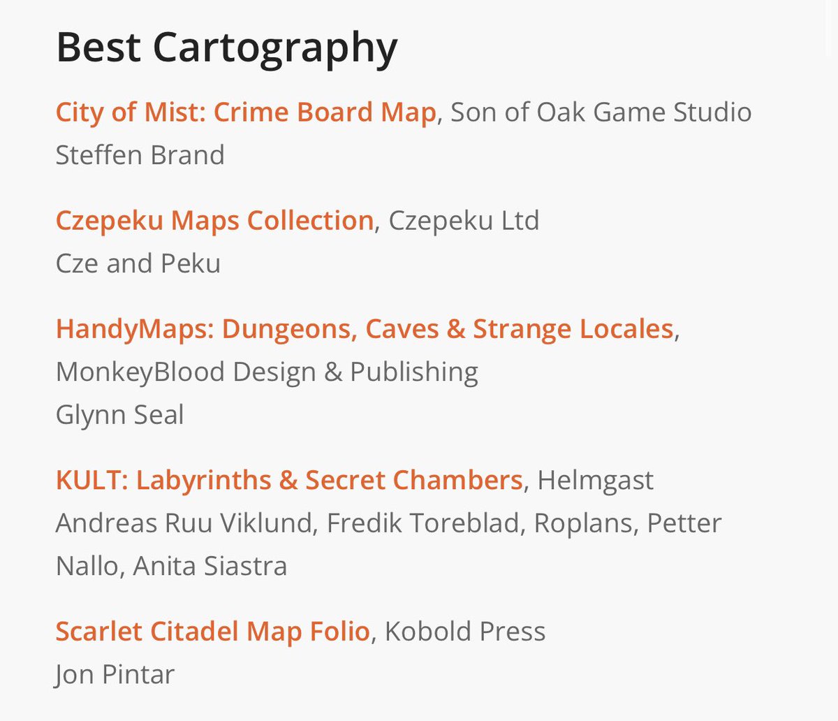 Monk3yBlood's tweet photo. Super happy to be nominated for Best Cartography in the 2022 ENnie Awards! In the company of some great cartographers
#handymaps #rpgcartography #ennieawards #ennies2022 https://t.co/bLNkWdUAUi