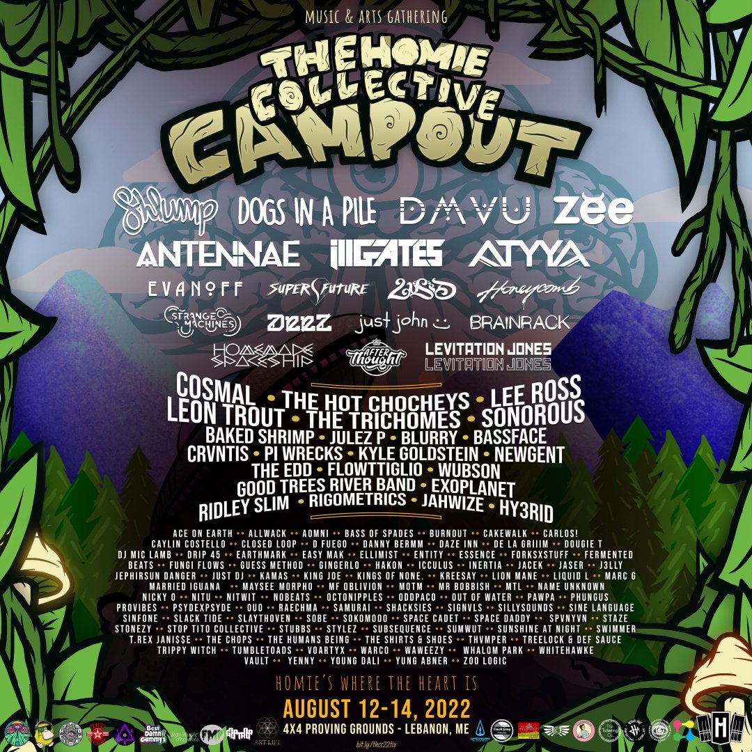 FULL LINE UP FOR THE HOMIE COLLECTIVE CAMPOUT 😋 get ya tix hurrrr &gt;&gt;&gt; bit.ly/thcc22tix