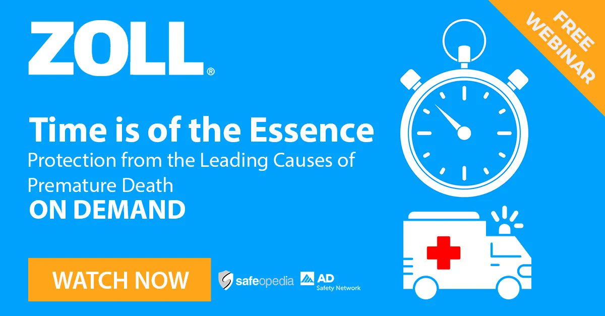 ADSafetyNetwork's tweet photo. NOW On-Demand "Time is of the Essence - Protection from the Leading Causes of Premature Death" Watch here: https://t.co/eGyf8PN3na
Thank you ZOLL Medical for helping to keep safety resources free forever!
#ADStrong #safeopedia #emergency #firstaid https://t.co/Ze8luQIIB3