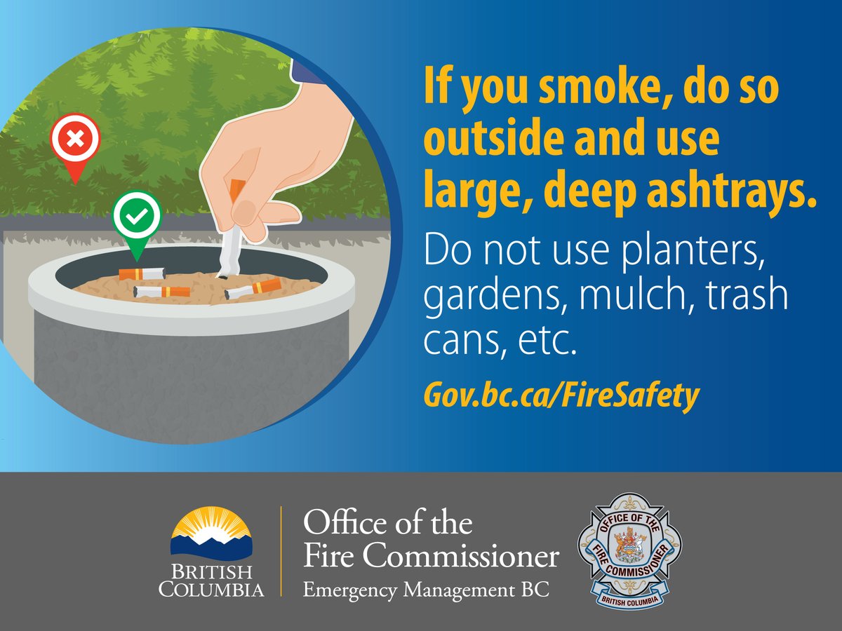 During hot and dry summer weather, fires can get big and spread quickly with just the smallest spark. Avoid littering smoking materials such as lighters, cigarettes and matches. Always use deep, sturdy ashtrays.
