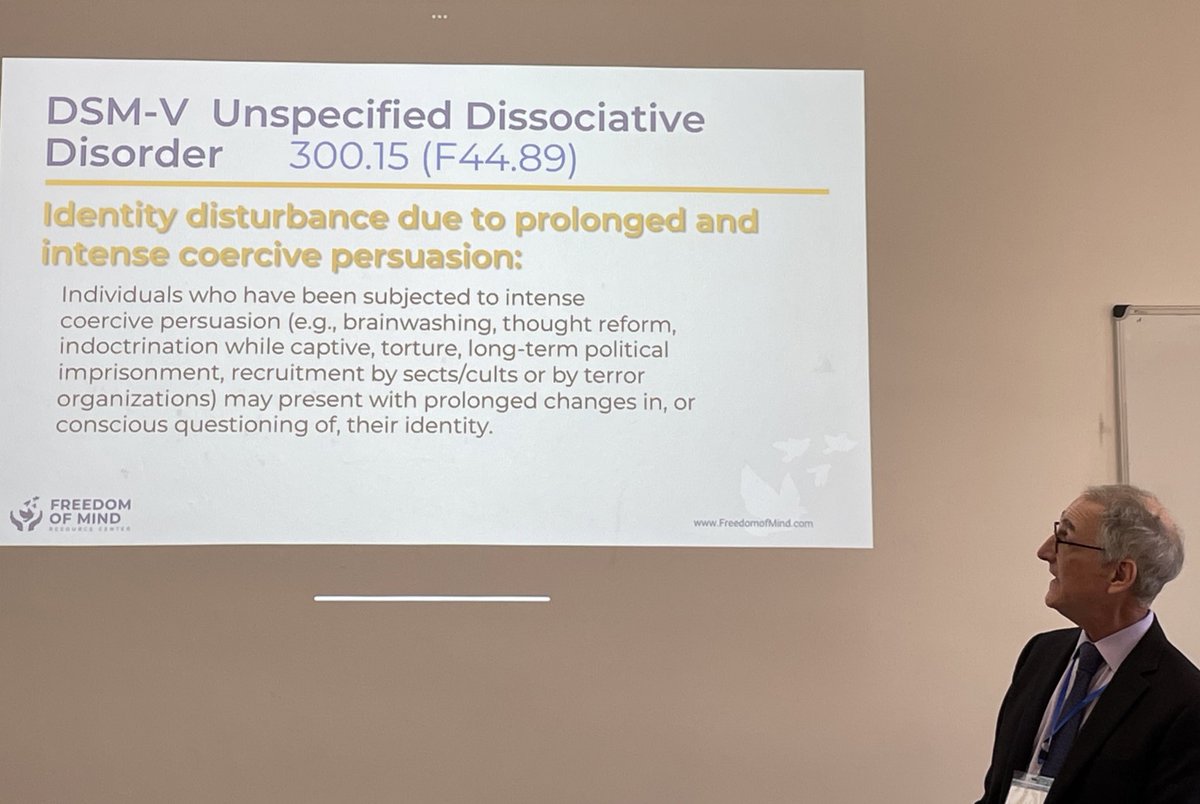 psychwrite's tweet photo. Undue influence: authoritarianism is amassing momentum but mind control is not illegal. Working in the fixated threat &amp; lone actor violence space, knowing cults or cultishness exist on a spectrum, means there’s a lot to think about with regards to de-programming.#ialmh2022 #ialmh https://t.co/hE9CIUHTOf