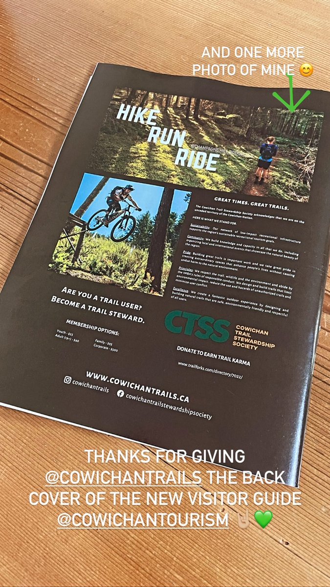 Stasher_BC's tweet photo. Always puts a smile on my face seeing my images in print. Especially when I am supporting getting outdoors as well as trail advocacy. #explorecowichan #trailstewards #ctss #hikebikerepeat #getoutdoors @cowichantourism @NorthCowichan https://t.co/ofNduHic6x