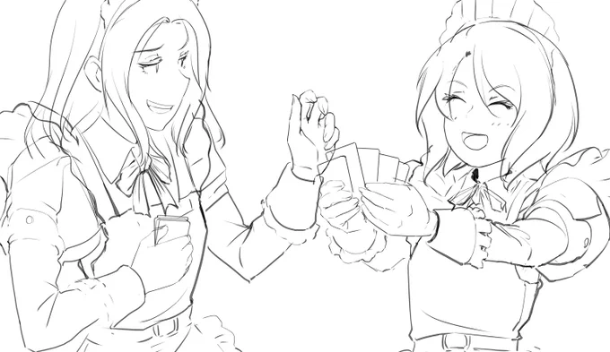 珍しくカードでのんびり遊んでるメイドさん wip 