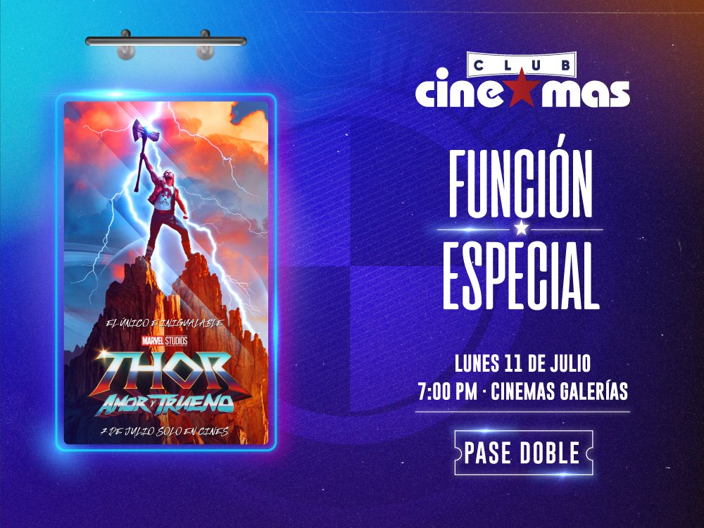 CinemasNic's tweet image. ⚡Sabemos que lo esperabas ⚡
Ganá un pase doble 🎫 para ver #ThorAmorYTrueno en una función especial, para participar solo tenés que:

🍿RT este post
🍿Comentarnos cuál es tu Thor favorito.

✅Los ganadores serán escogidos al azar.

#NosApasiona