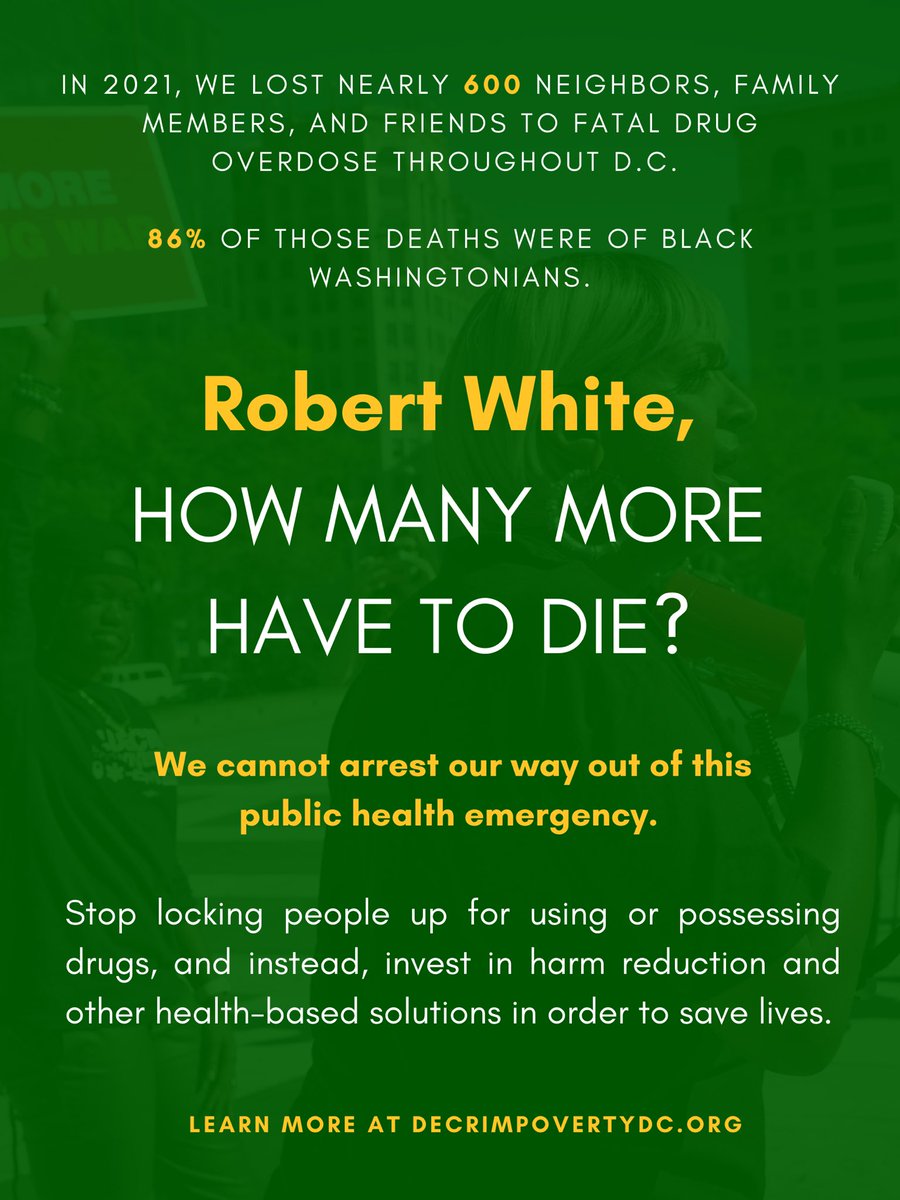 As a mayoral candidate, @CMRobertWhiteDC endorsed drug decriminalization & expressed support for 24/7 harm reduction centers. We are still anticipating leadership on bringing this urgent reform to DC Council. Robert White, what are you waiting for? #InvestInHealth #InvestInUs