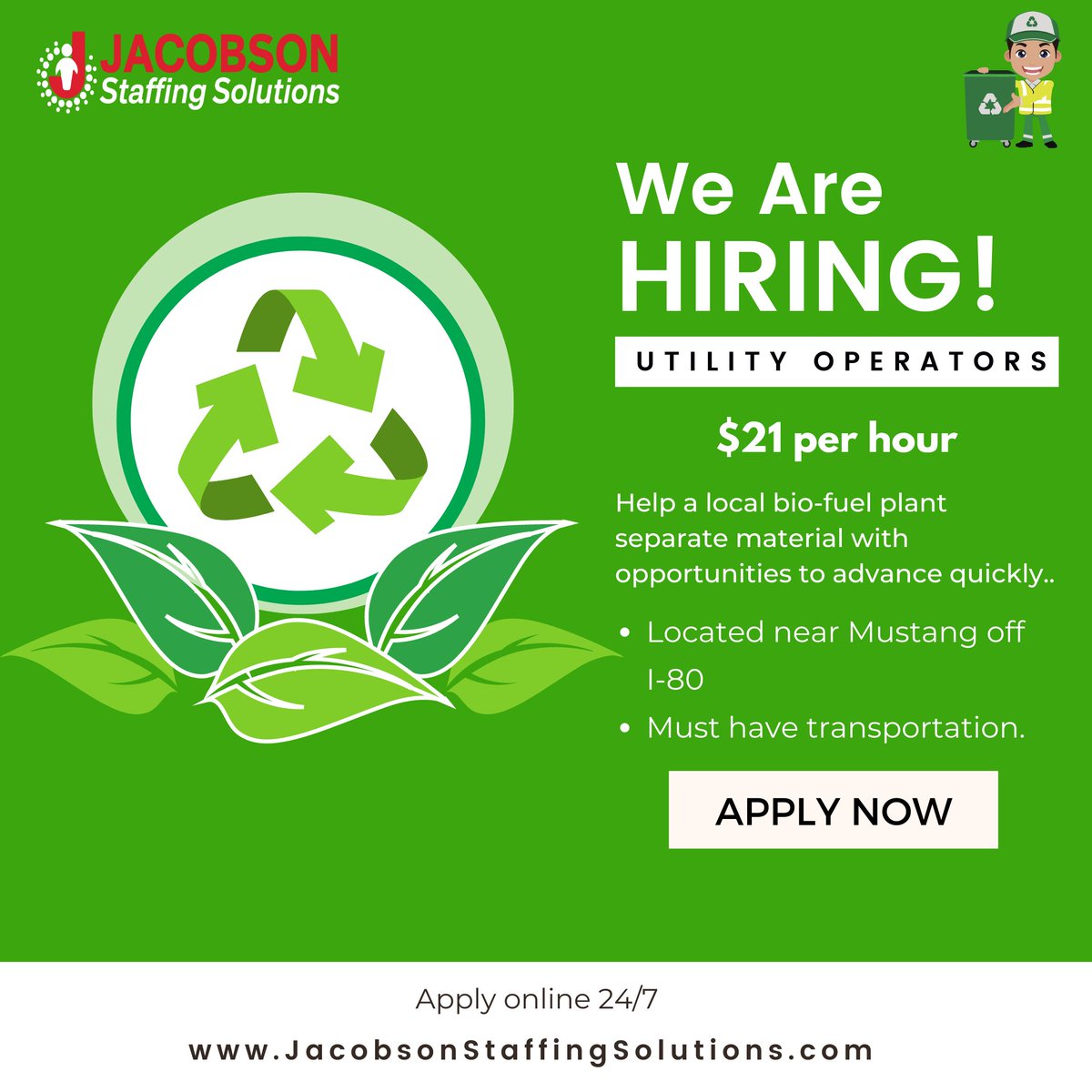 JacobsonStaffi1's tweet photo. A local bio-fuel plant is looking to fill multiple positions for multiple shifts at their facility in Mustang, Storey County NV. If you are looking for an entry level position, this may be the job for you!

Apply today! https://t.co/eu4kmdJzMO
#fernley #job #hiring #biofuel #NV https://t.co/NpcWTuNRpJ