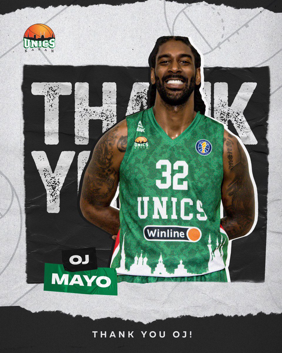 Спасибо, О Джей!🙌
⠀
34-летний американский защитник О Джей МЭЙО, выступавший за УНИКС в минувшем сезоне, покидает клуб.