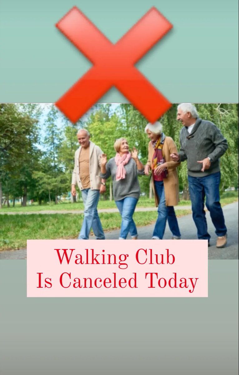 Village in the Ville (@villevillage) on Twitter photo Walking Club is Cancelled Today ❌ Walking Club is Cancelled Today ❌