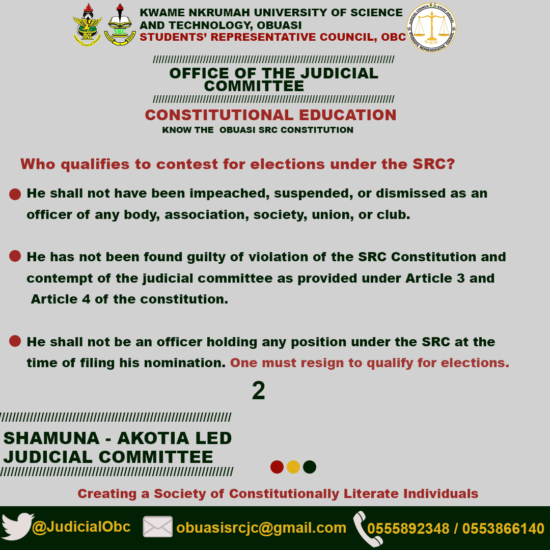 JudicialObc's tweet photo. Who qualifies to contest for elections under the Obuasi SRC?
Page 2/3 https://t.co/fx0SfQLEc0