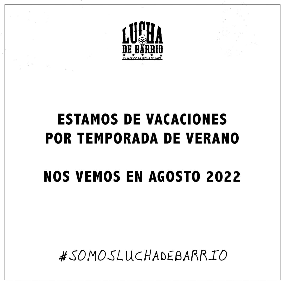 lucha_mx's tweet photo. 🙏Gracias por acompañarnos, les comunicamos que los entrenamientos se reanudarán en agosto. 💪
#SomosLuchaDeBarrio https://t.co/5vQKbdWaKc