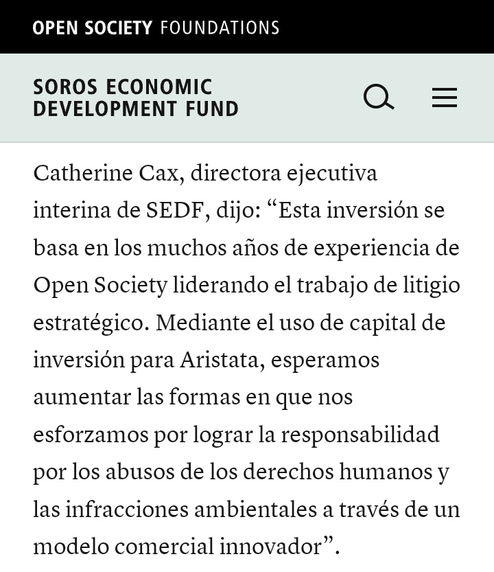 crismartinj's tweet photo. Atentos a la nueva inversión de la Open Society de Soros.
👇🏻👇🏻👇🏻
«Esperamos aumentar las formas en que nos esforzamos por lograr la responsabilidad por los abusos de los derechos humanos y las infracciones ambientales a través de un modelo comercial innovador». https://t.co/hfWxi2NI1N