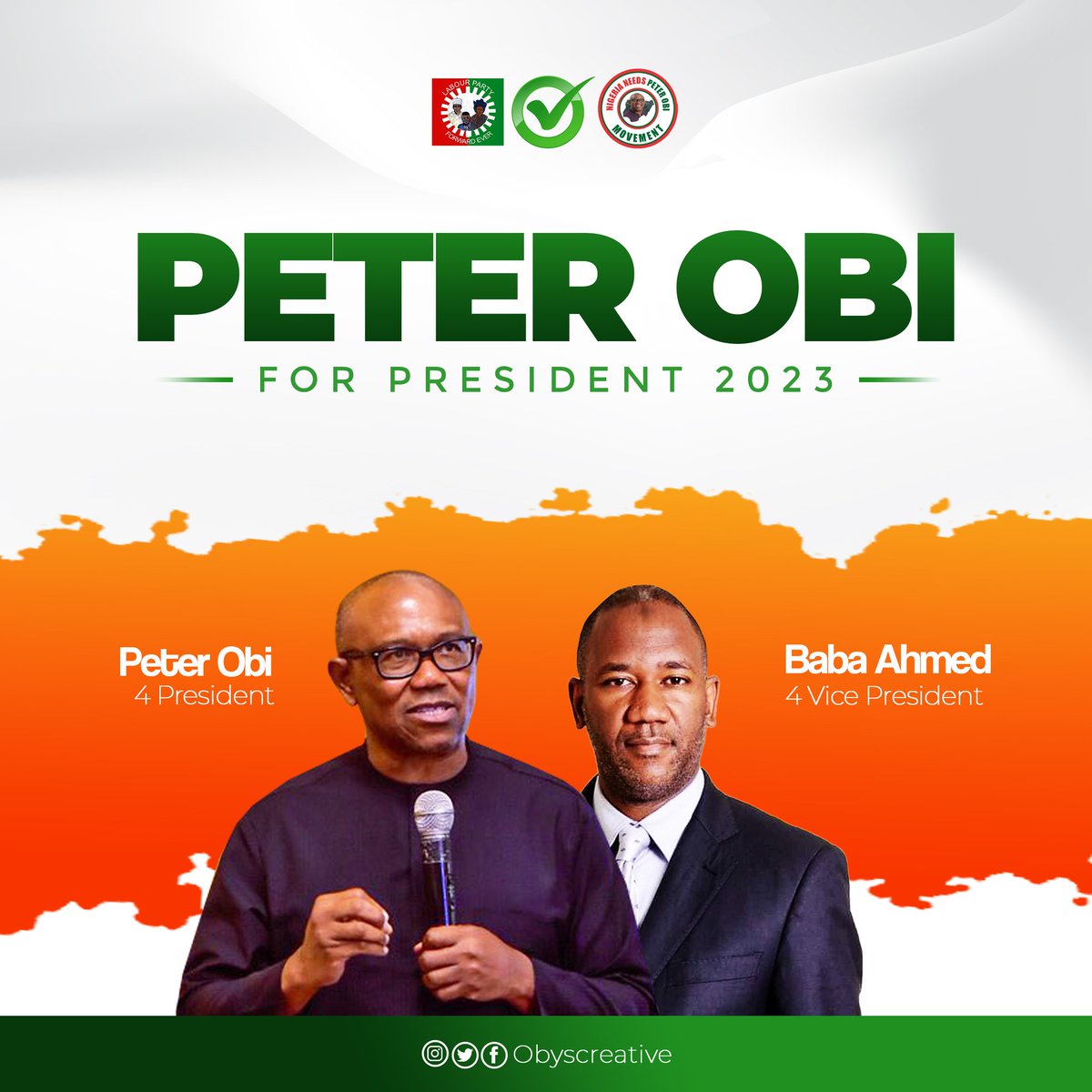 Obyscreative's tweet photo. Made this beautiful design for #Obidatti2023 #PeterObiForPresident2023
 #banRenoOmokri Arise Tv | El Rufai | Wike | MrBiggs | NOBODY HAS TO KNOW https://t.co/JS85wwaFxL