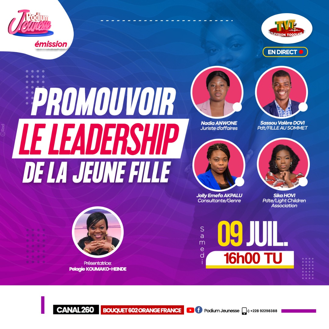 Let's discuss ''Promoting Girl's Leadership '' tomorrow on national television.

Discutons de la '' Promotion du leadership de la jeune fille '' demain sur la télévision nationale. 
#leadership  #féminin