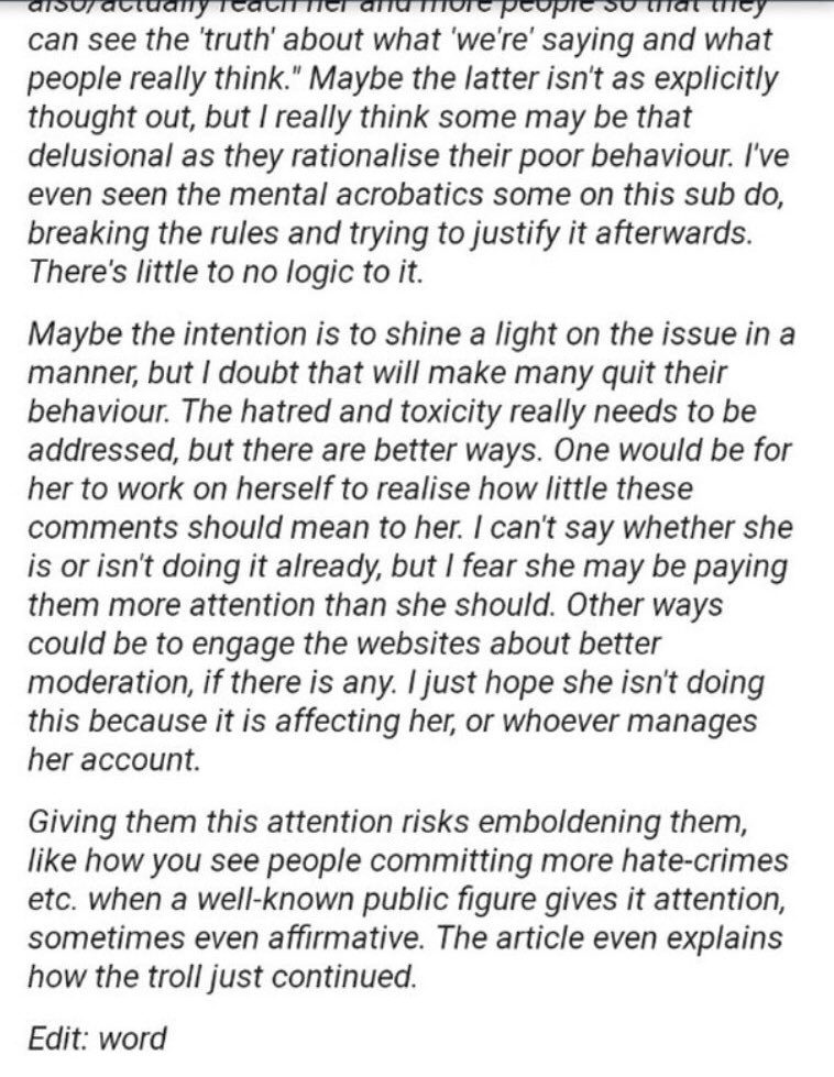 dahyunmelody's tweet photo. For a mod of the running man subreddit to say that Somin should work on herself instead of putting attention on her haters is absolutely ridiculous. Somin has been suffering in silence ever since she joined that show, not once did she mention that she was receiving hate. https://t.co/eIDre64XDF