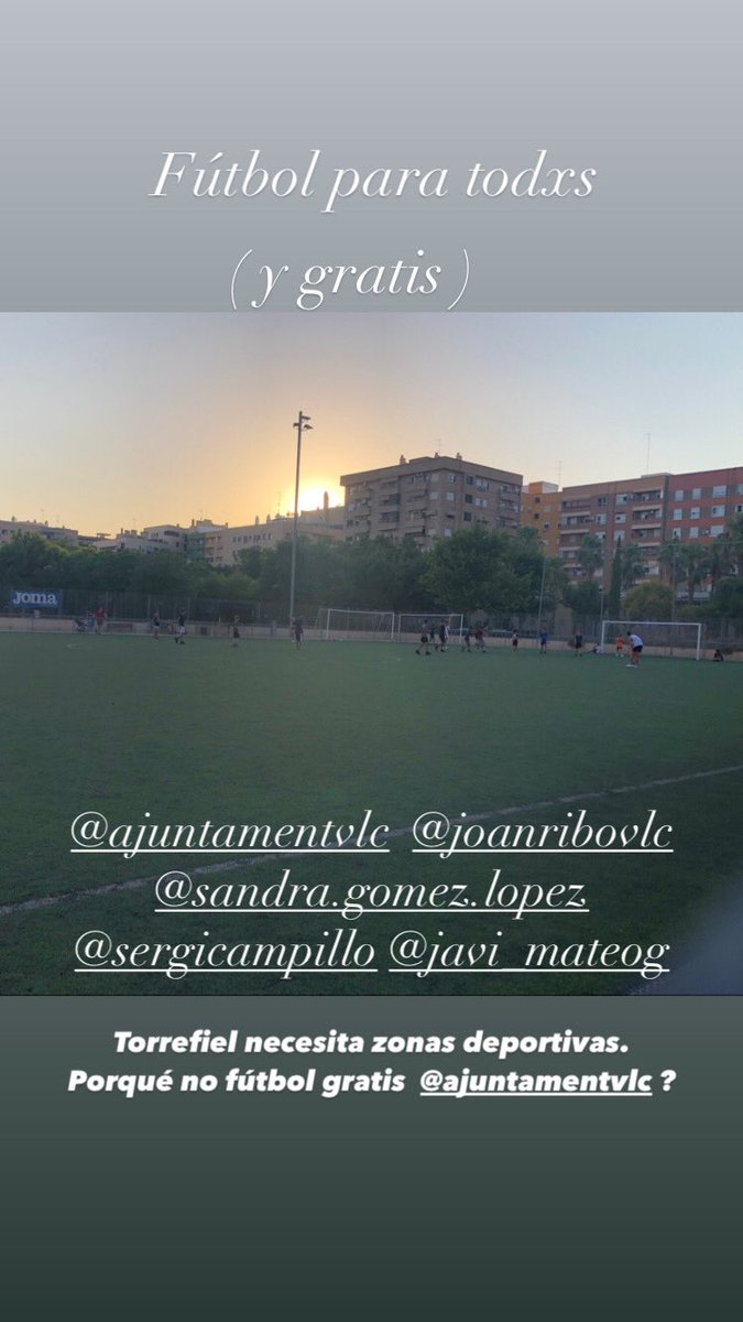TorrefielACE's tweet photo. Así es Torrefiel cuando está libre el campo.
FÚTBOL PARA TODOS/AS
💪🏻🤍🖤🦇 #TorrefielACE
Necesitamos zonas deportivas para #Torrefiel
@FDMValencia
@sergicampillo_ @joanribo @SanGomezLopez @javimateog @ximopuig @avvtorrefiel
Por qué no hacer fútbol gratis @AjuntamentVLC ? https://t.co/QX1hNPY1TP