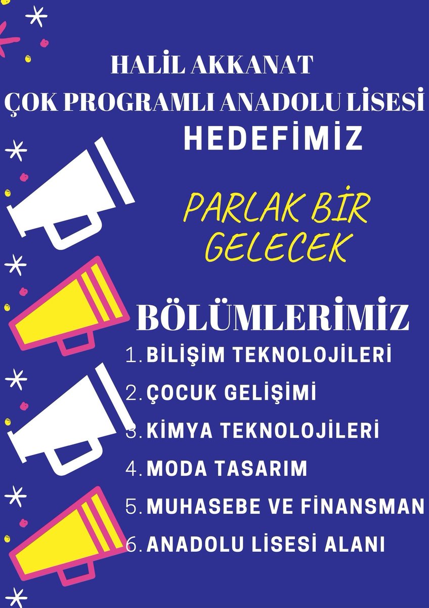 halilakkanatcpl's tweet photo. Sevgili Öğrenciler;
Okulumuz Yerel Yerlestirme ile öğrenci almaktadır.
Okulumuzda Meslek Lisesi ve Anadolu Lisesi alanları bulunmaktadır.2022-2023 Eğitim Öğretim yılında istediğiniz okullara yerleşmenizi dileriz. Başarılar
@tcmeb
@istanbulilmem
@istanbul_MTE
@esenyurtmem
@vdtctn2 https://t.co/OyMPEpcGqp