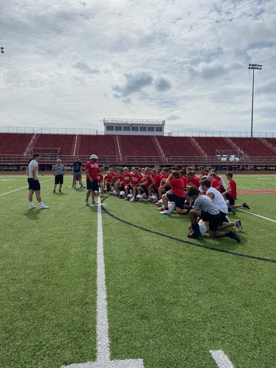London_RaiderFB's tweet photo. Always great to have alumni come back and speak to the team‼️It was a pleasure having Miller Kronk (class of 2018) come shed light on his time as a Red Raider, the brotherhood bonds he made, and the life skills he learned playing football. Some wise words for our team #WinToday https://t.co/4T6Zk8bTBY