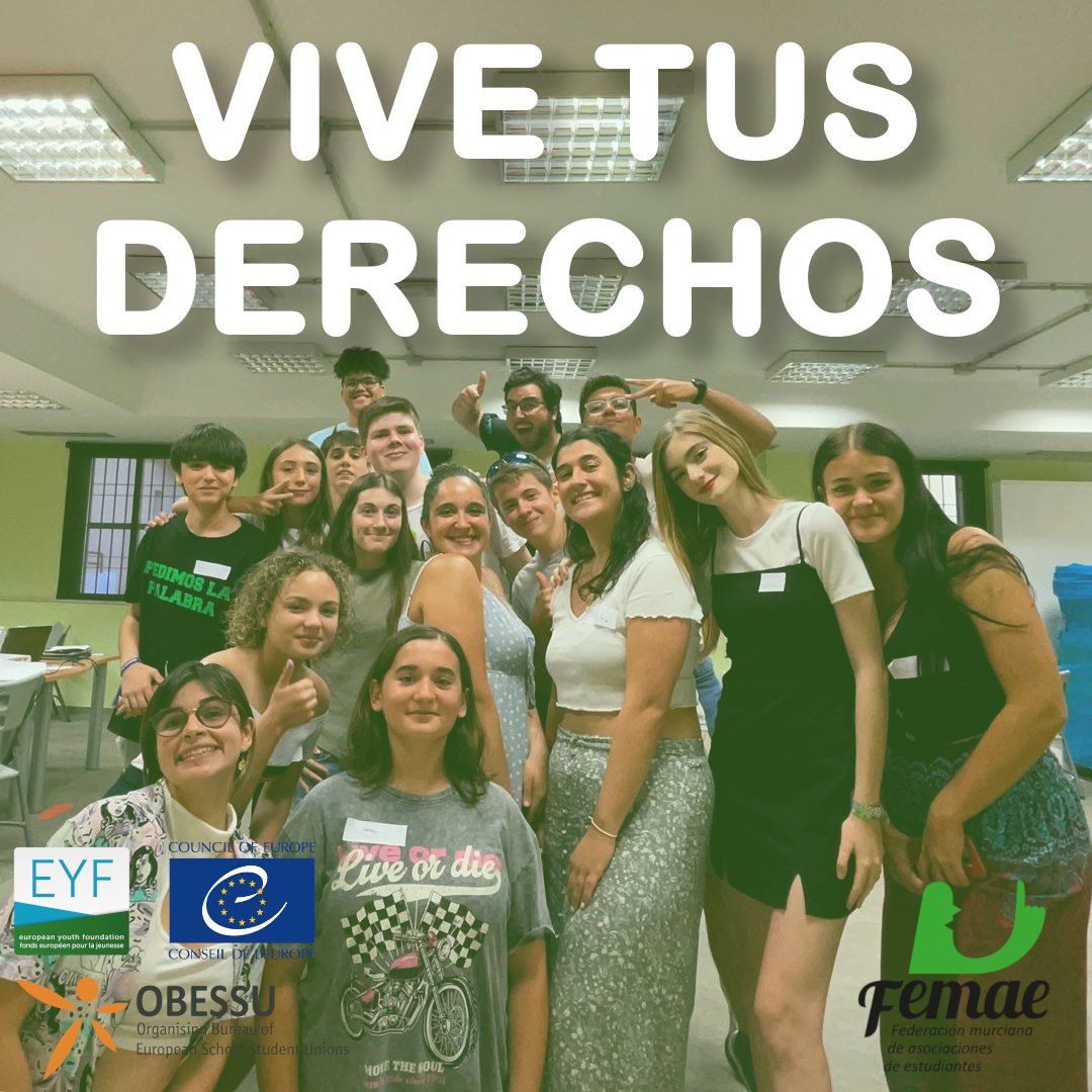 femaemurcia's tweet photo. El pasado 6 de julio tuvo lugar el evento de “Vive tus derechos”🥳, en el que estuvimos aportando nuevas ideas para la declaración de derechos de los estudiantes.
El evento ha sido posible gracias a la colaboración y financiación de: @obessu, @coe y European Youth Foundation. 🥰 https://t.co/X5KQRFuFu8