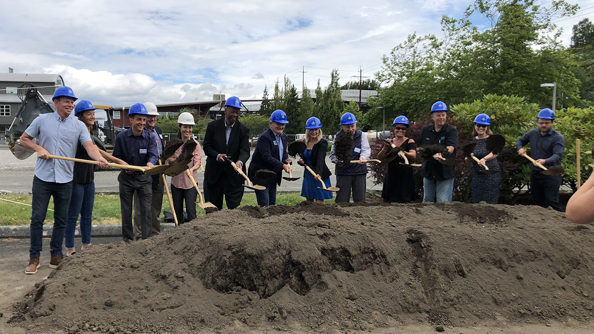 Cushing_Terrell's tweet photo. We joined the @PortofEverett, The Schuster Group and @MayorCassie yesterday for the new #retail development groundbreaking at #PortGardner Landing. We had a great time, with design leads Rei Schultz and John Faley donning hardhats and shovels to participate. Congrats to the team! https://t.co/miC08Ccd30
