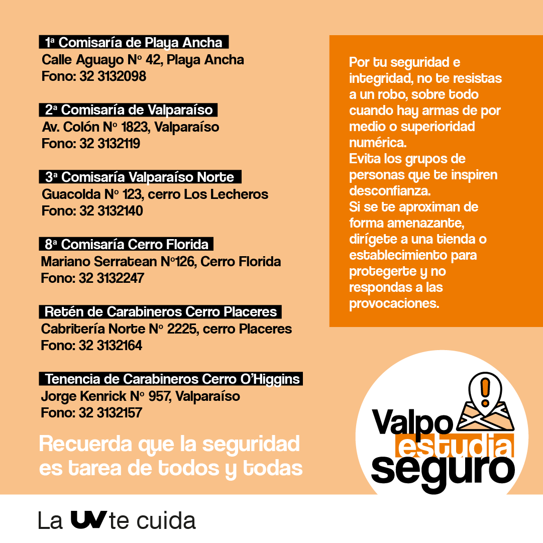 uvalpochile's tweet photo. La UV ha participado constantemente en reuniones para coordinar plan #ValpoEstudiaSegur@ junto a @carabchile, @municipiovalpo y otras instituciones educacionales de la región. Compartimos campaña gráfica informativa del plan realizada por Dirección de Extensión #LaUVenMovimiento https://t.co/RE90AP3T0M
