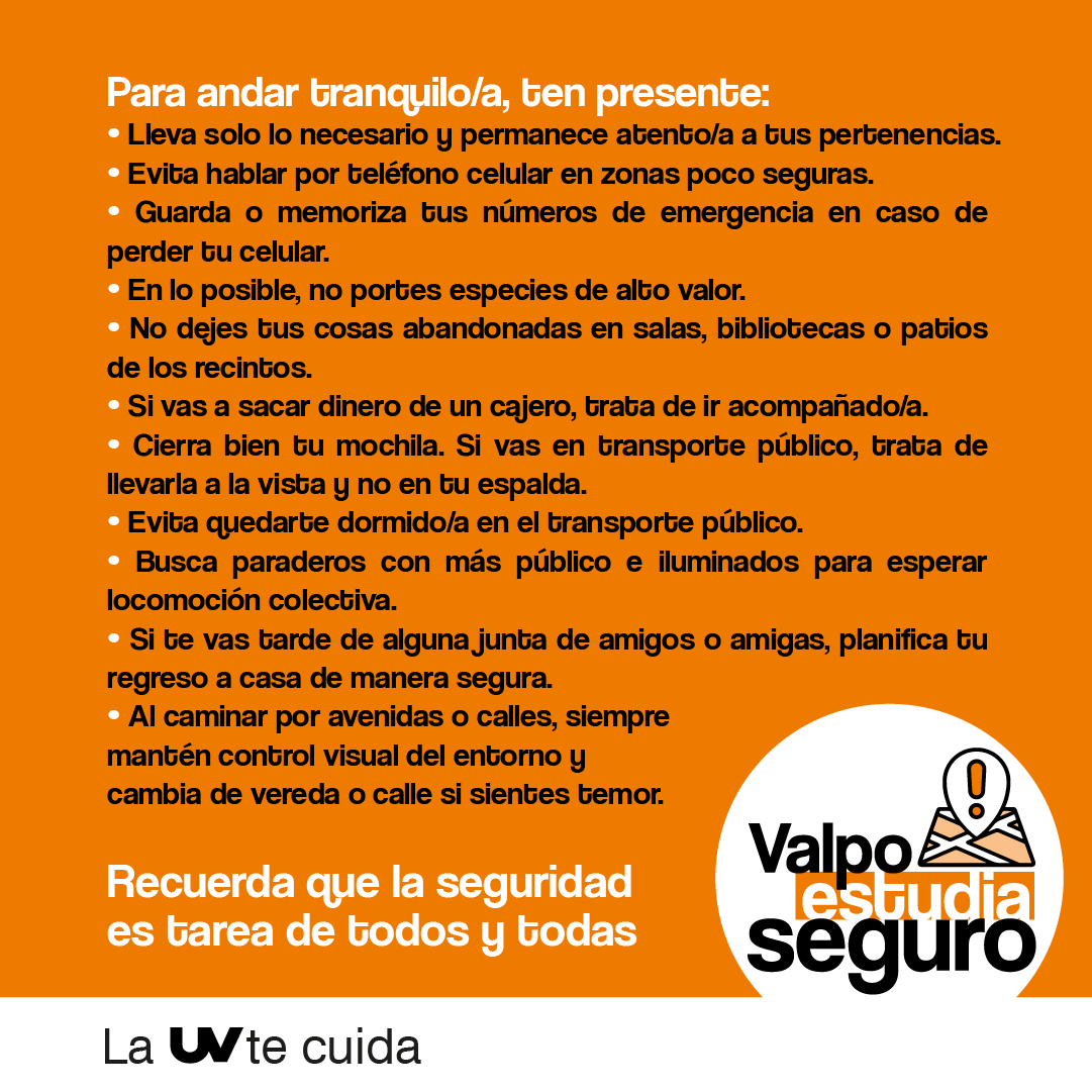 uvalpochile's tweet photo. La UV ha participado constantemente en reuniones para coordinar plan #ValpoEstudiaSegur@ junto a @carabchile, @municipiovalpo y otras instituciones educacionales de la región. Compartimos campaña gráfica informativa del plan realizada por Dirección de Extensión #LaUVenMovimiento https://t.co/RE90AP3T0M