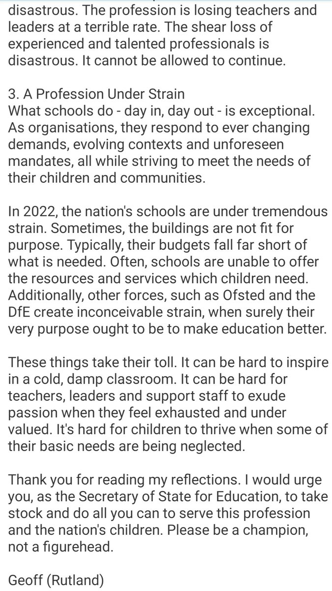 Today I felt compelled to write a letter to the newest Secretary of State for Education. I've tried to encapsulate my experiences and observations - six months answering 'The Call' and a lifetime in education.
It's more serious than my usual words but these are serious matters.