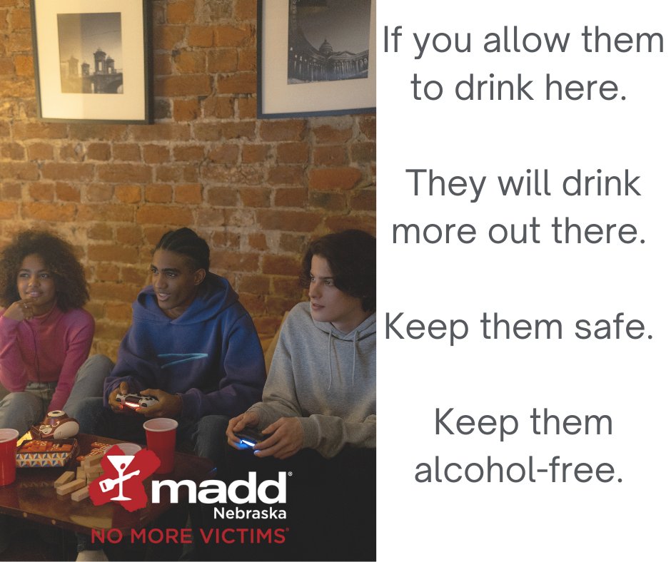 MaddNebraska's tweet photo. Give them a place to have fun, not a place to drink.
Protect your teens by keeping them alcohol free.
#powerofparents #powerofyouth https://t.co/oSGfWPJNq6