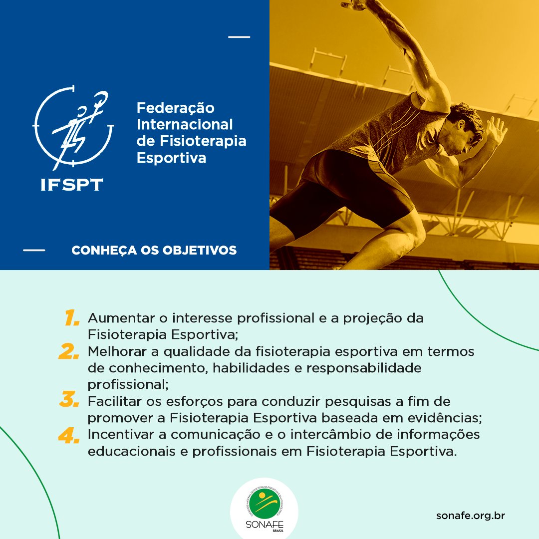 |Comissão de Educação | A Fisioterapia Esportiva é uma especialidade reconhecida, que tem obtido maior alcance e projeção desde a criação da Federação Internacional de Fisioterapia Esportiva (IFSPT), em 2000. 

#sonafebrasil #fisioterapiaesportiva #ifspt #physiotherapy